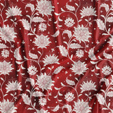 Red Floral Jaal Printed Fabric Material Manufacturer In India